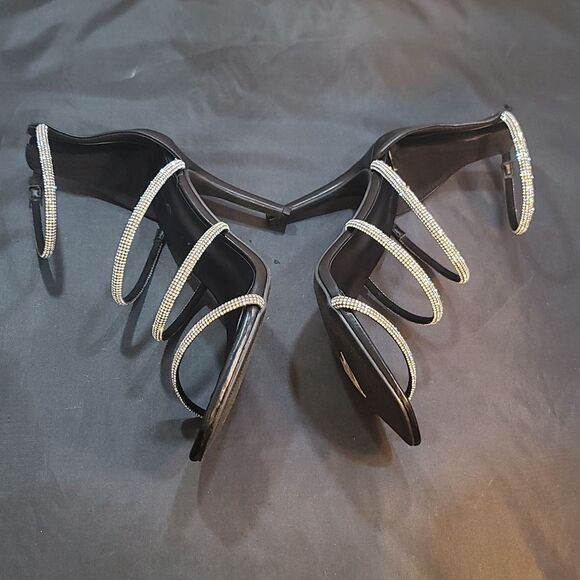 BRAND NEW BEBE MULTI- RHINESTONE STRAPS EMBELLISHMENTS HIGH HEEL STILETTO SANDAL - Picture 13 of 13